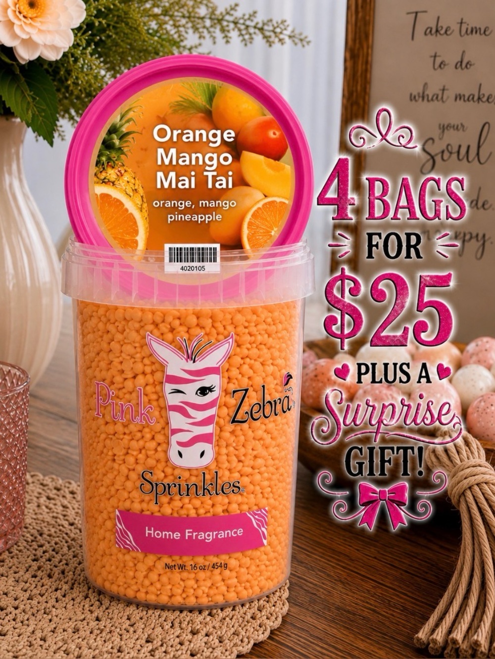 Pink Zebra Orange Mango Mai Tai Wax Melts 2 oz bag